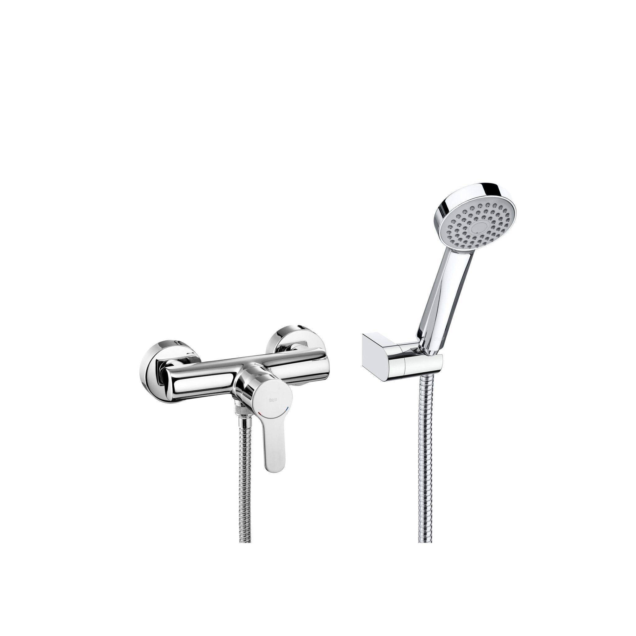 Roca - Mezclador monomando exterior para ducha con ducha de mano, flexible de 1,50 m. y soporte articulado L20 A5A2009C02 - BricoandPool