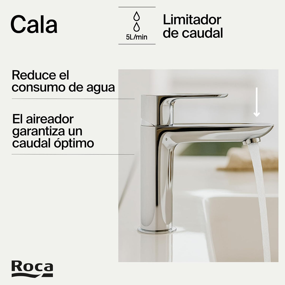 Roca - Mezclador monomando para lavabo Cala A5A326EC00 - BricoandPool