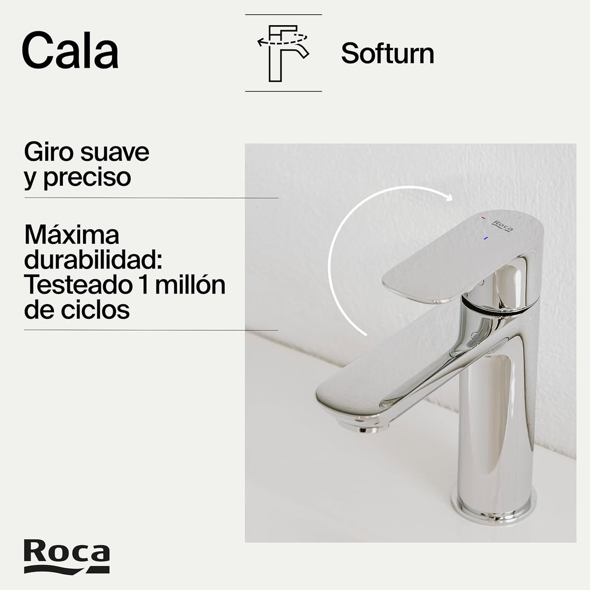 Roca - Mezclador monomando para lavabo Cala A5A326EC00 - BricoandPool