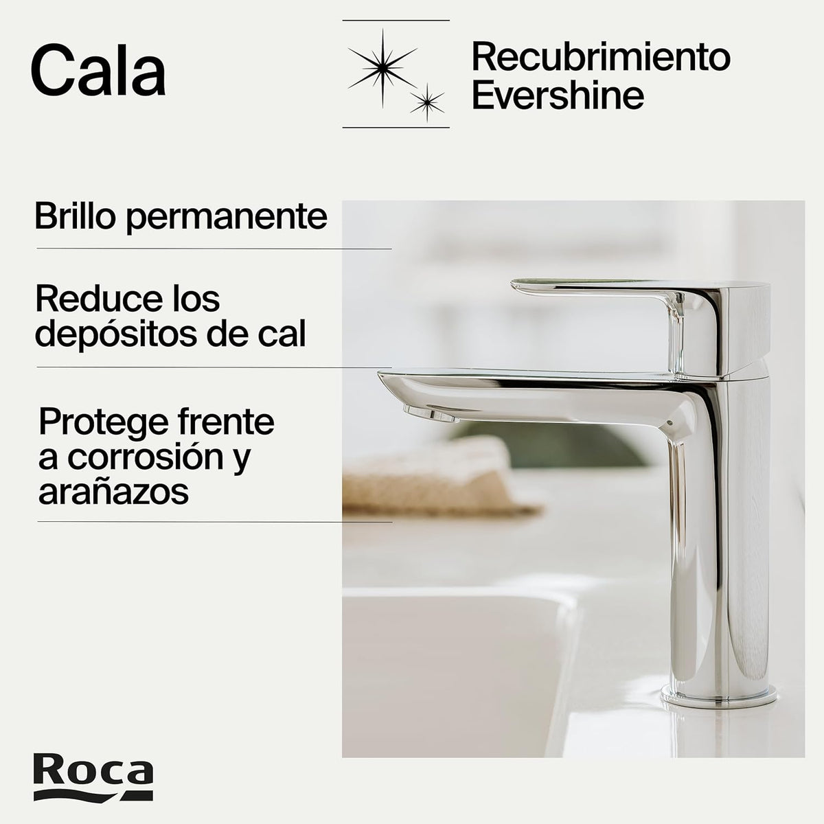 Roca - Mezclador monomando para lavabo Cala A5A326EC00 - BricoandPool