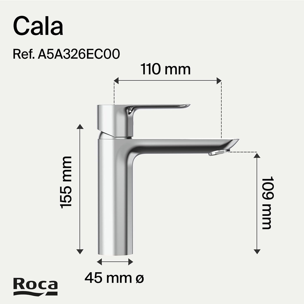 Roca - Mezclador monomando para lavabo Cala A5A326EC00 - BricoandPool