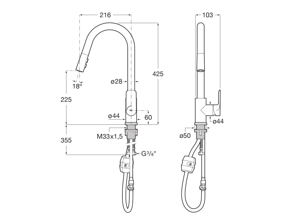 Roca - Mezclador para cocina con caño giratorio Cala Negro Mate A5A816ENB0 - BricoandPool