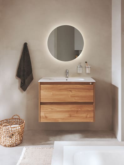 Roca - Mueble base Tenet Unik de dos cajones y lavabo Nogal - BricoandPool
