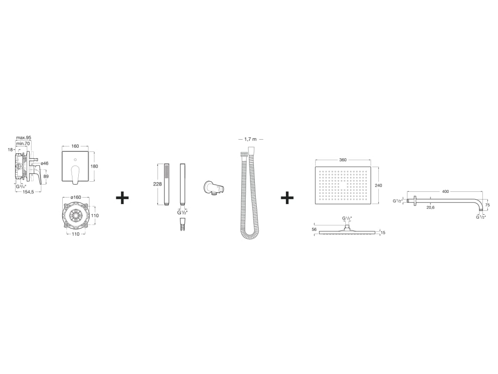 Roca - Pack empotrado monomando RocaBox Square para baño - ducha Atlas A5D2690C00 - BricoandPool