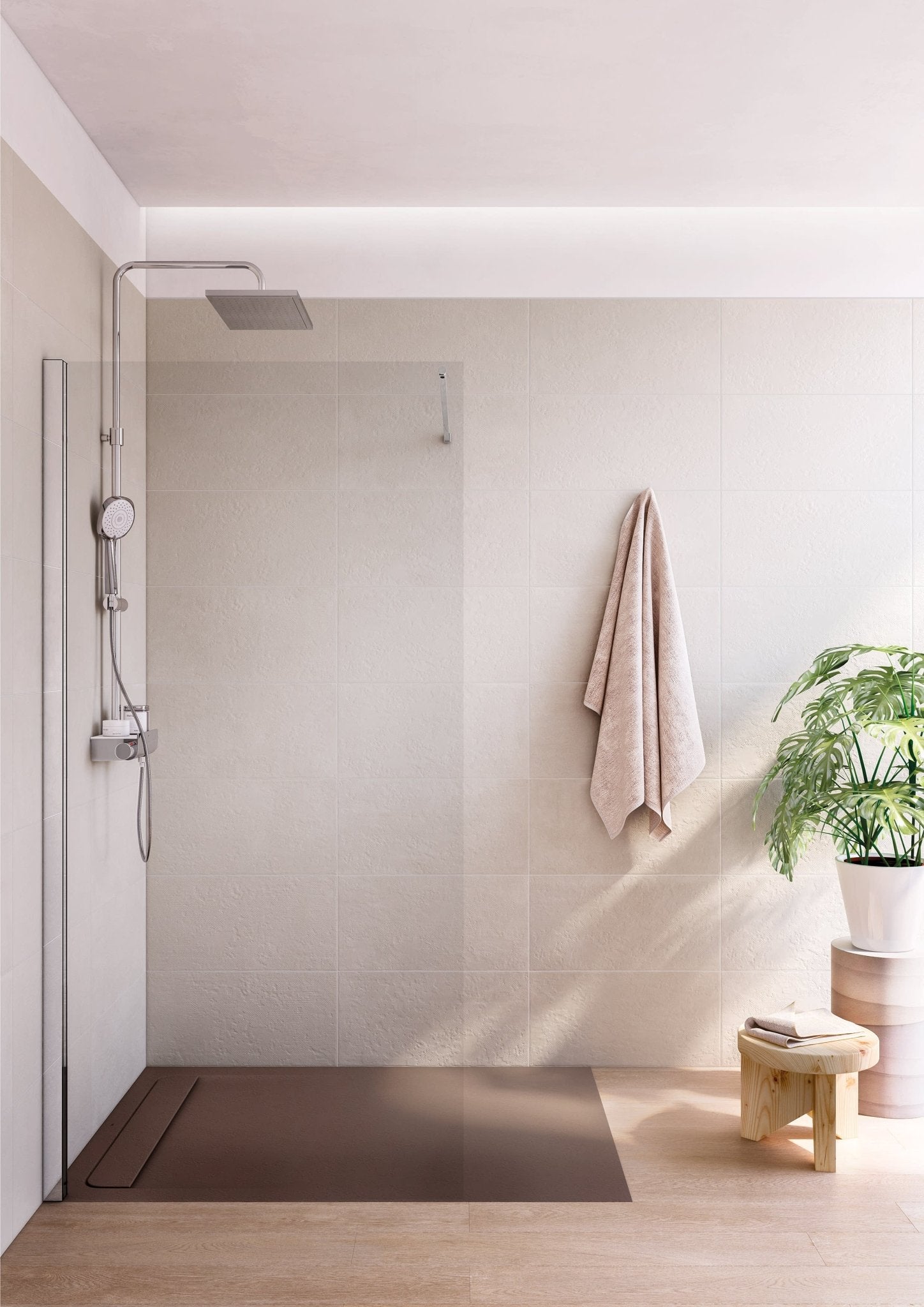 Roca - Plato de ducha Aquos extraplano de STONEX® Beige - BricoandPool
