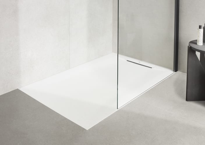 Roca - Plato de ducha Pyros extraplano de STONEX® Perla - BricoandPool