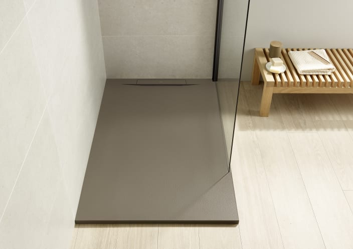Roca - Plato de ducha Pyros extraplano de STONEX® Perla - BricoandPool