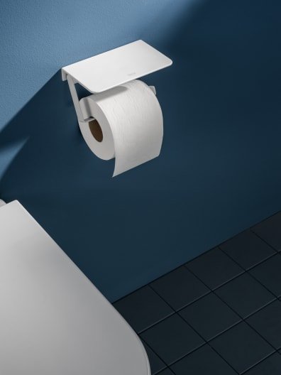 Roca - Portarrollo con repisa Hotels Round Blanco Mate A817581B00 - BricoandPool