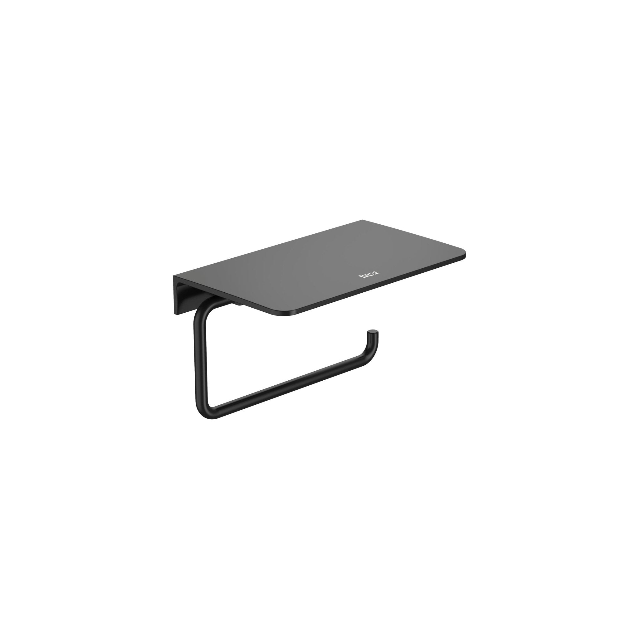 Roca - Portarrollo con repisa Hotels Round Negro Mate A817581C40 - BricoandPool