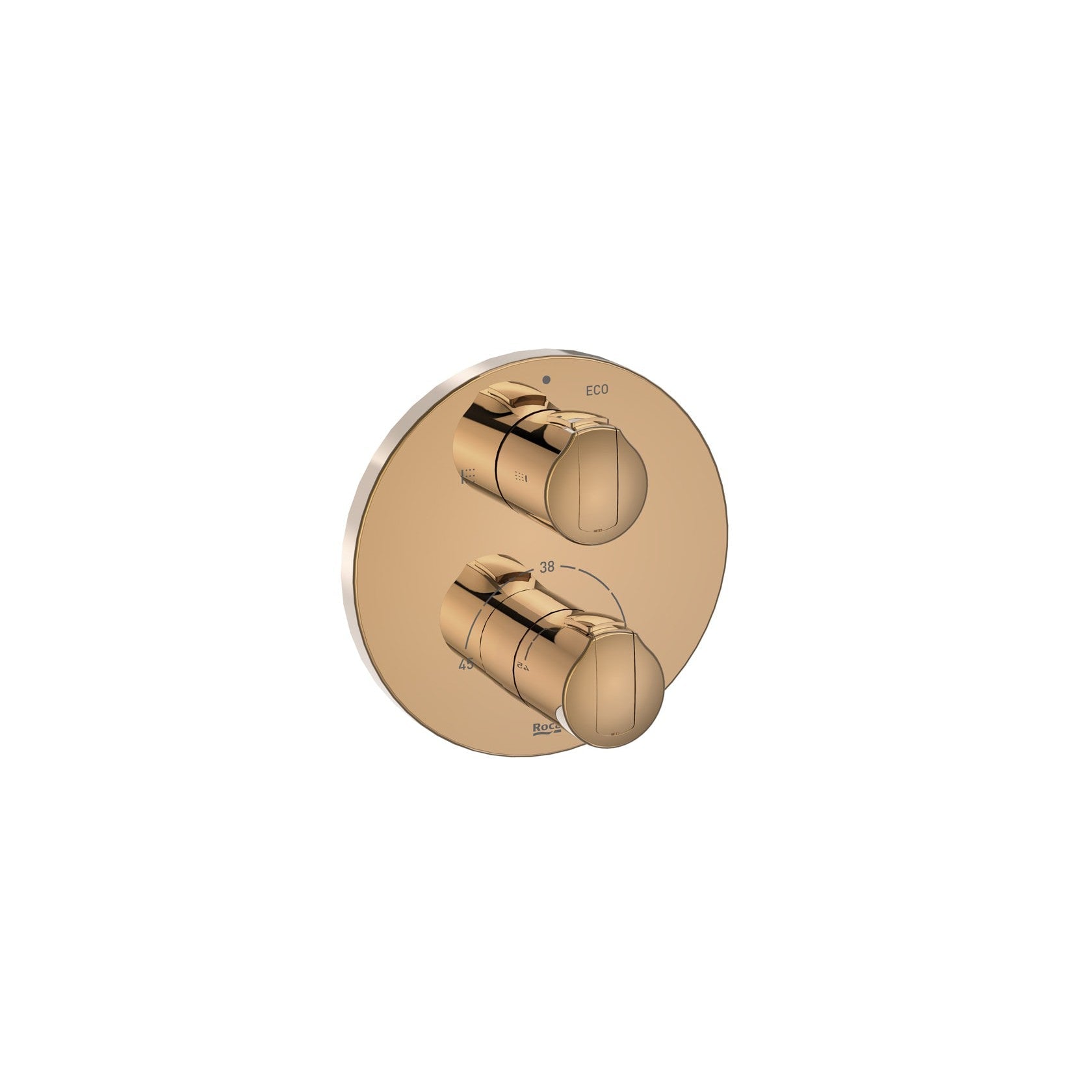 Roca - ROUND - Mezclador termostático empotrable para baño - ducha T - 1000 Oro Rosado A5A0D09RG0. A completar con RocaBox A52586940 - BricoandPool