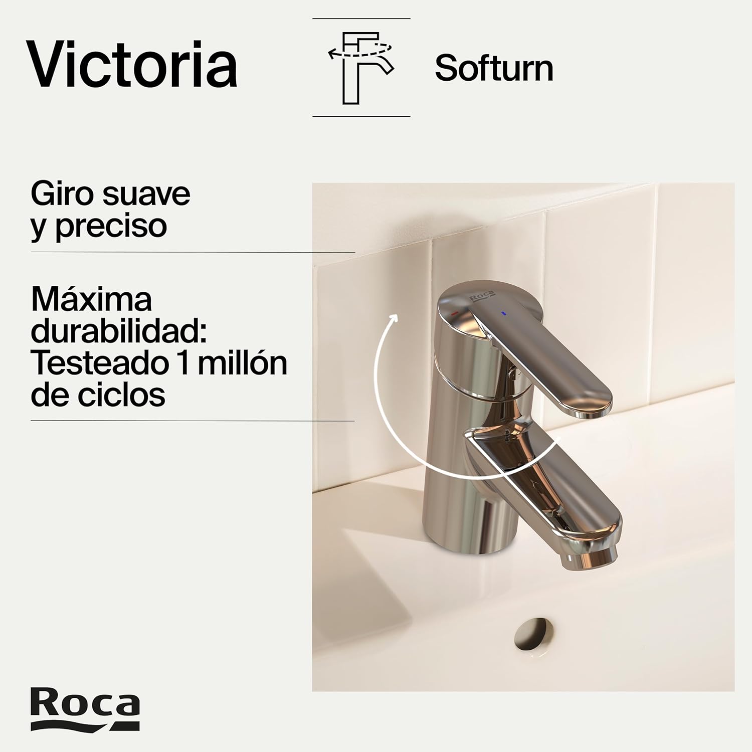 Roca - Victoria grifería para lavabo con enganche para cadenilla A5A3125C00 - BricoandPool