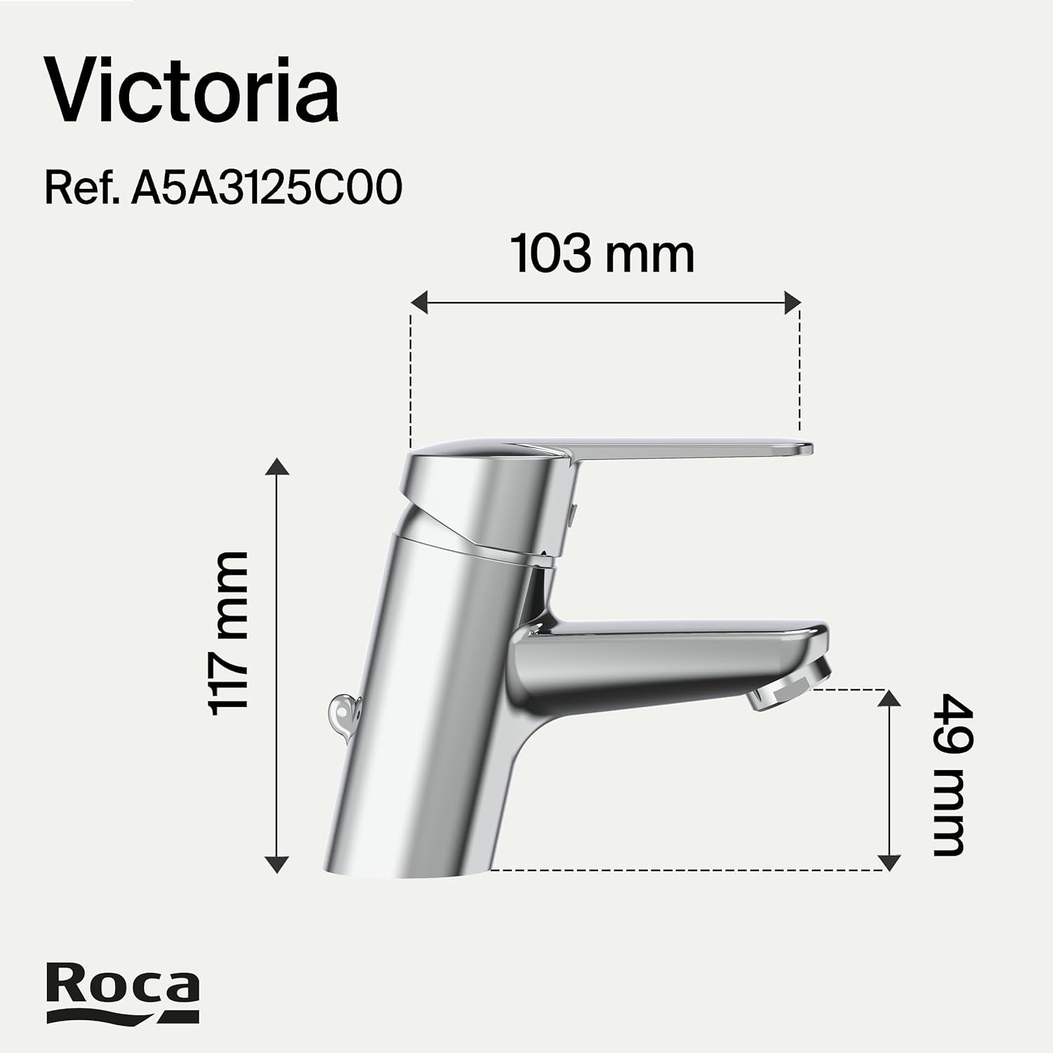 Roca - Victoria grifería para lavabo con enganche para cadenilla A5A3125C00 - BricoandPool