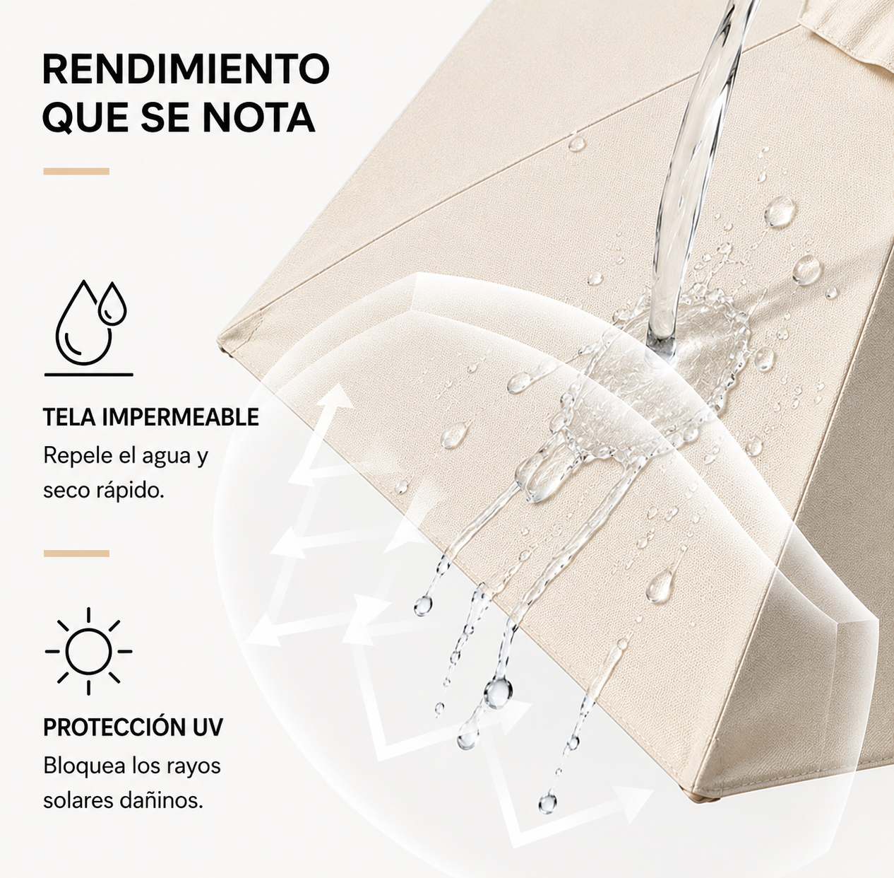 Sombrilla recta UV beige