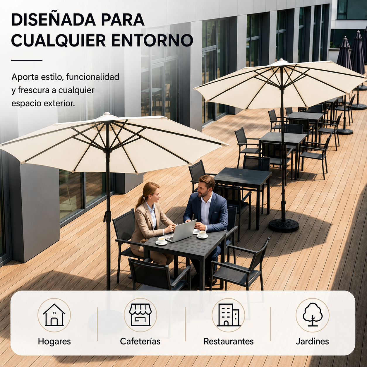 Sombrilla recta beige