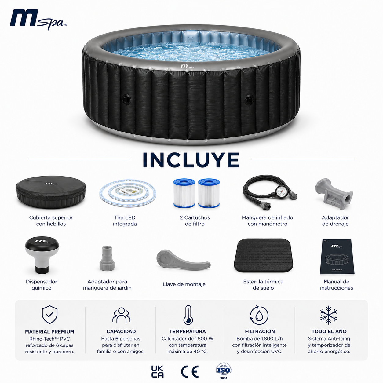 MSpa – Vasca idromassaggio gonfiabile circolare Starry 4–6 persone